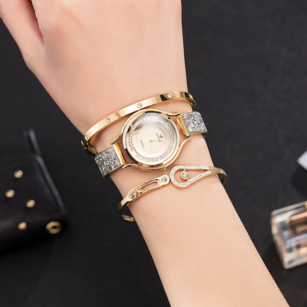 סט שעון קוורץ יוקרתי לנשים בעיצוב Vibrato Luxury Vibrato Fashion Watch Set for Women