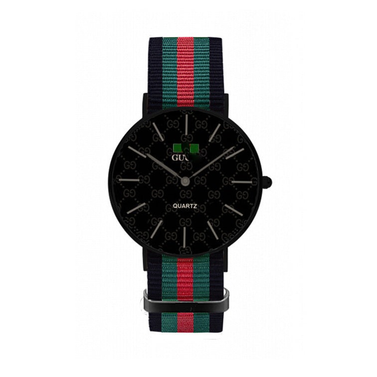 שעון זוגי אופנתי עם רצועת קנבס Trendy Canvas Strap Couple Watch
