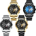 מארז 4 שעוני יד לגברים מנירוסטה 4-Pack Men's Stainless Steel Watches
