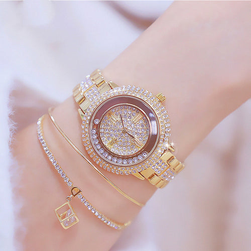 Luxury Women's Quartz Watch with Diamonds and Steel