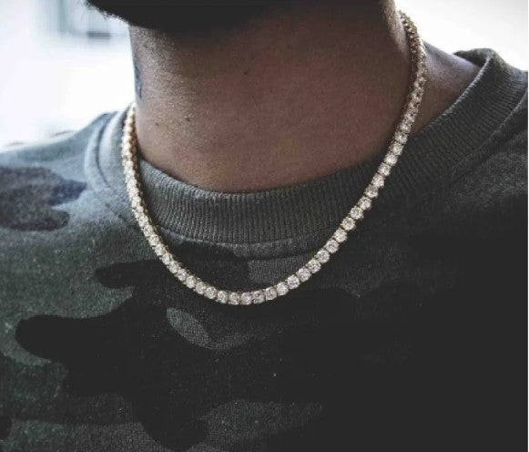 סט שרשרת וצמיד משובצי קריסטלים נוצצים Iced Out Chain and Bracelet Set