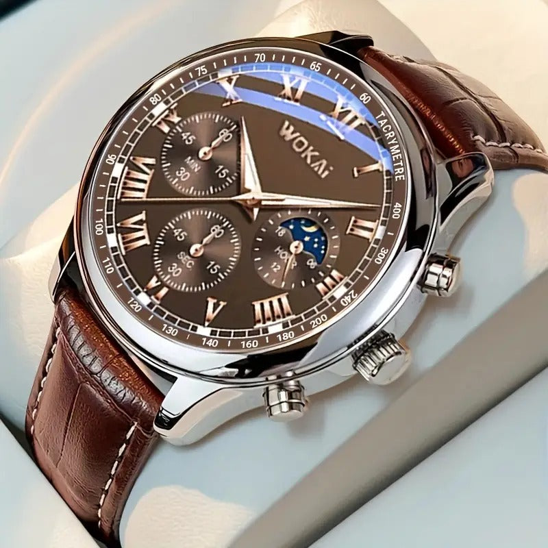 סט שעון קוורץ וחגורה לגברים Men's Quartz Watch and Belt Set