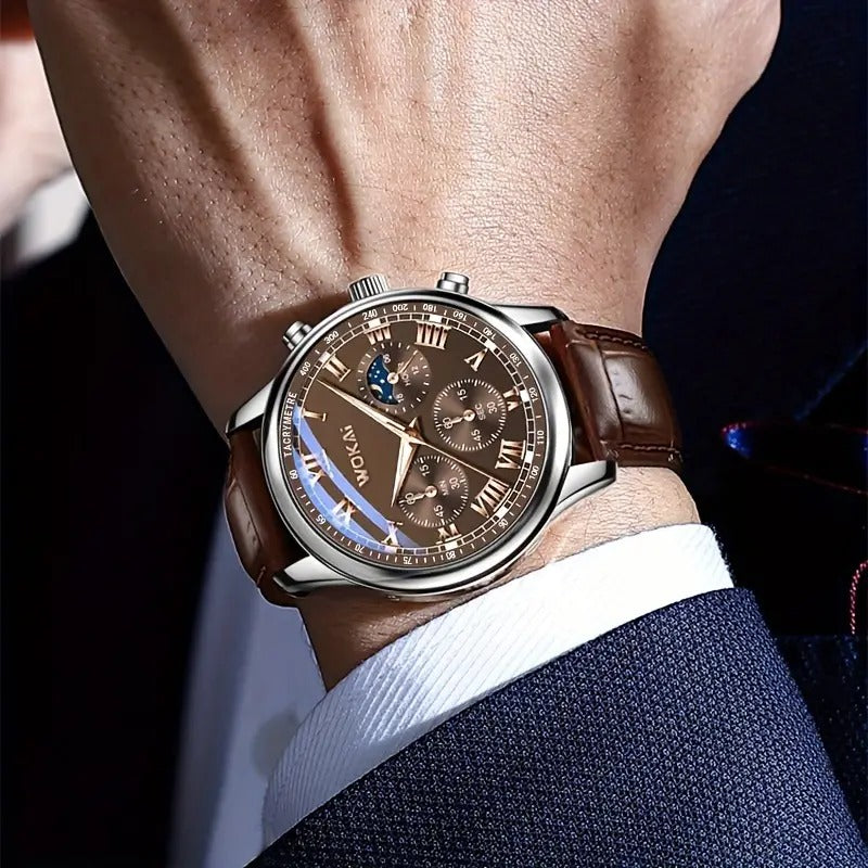 סט שעון קוורץ וחגורה לגברים Men's Quartz Watch and Belt Set
