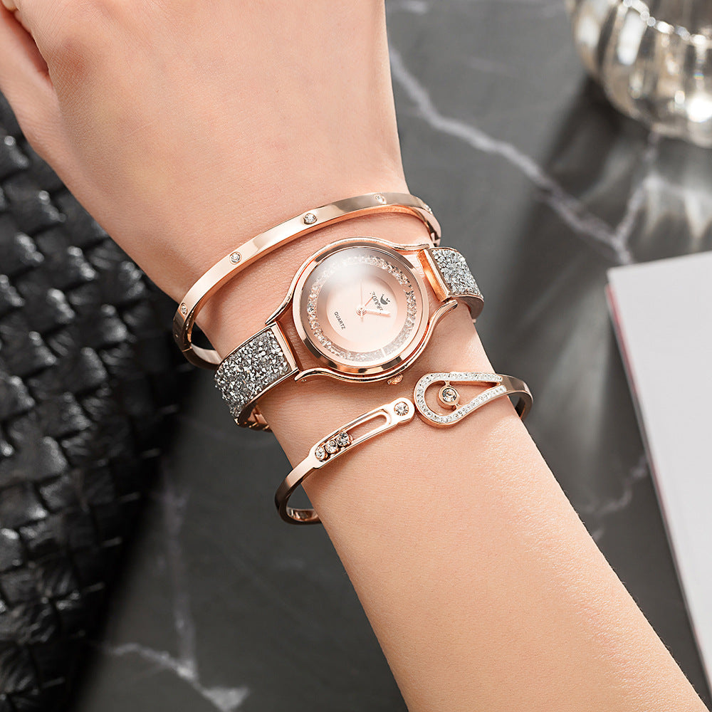 סט שעון קוורץ יוקרתי לנשים בעיצוב Vibrato Luxury Vibrato Fashion Watch Set for Women