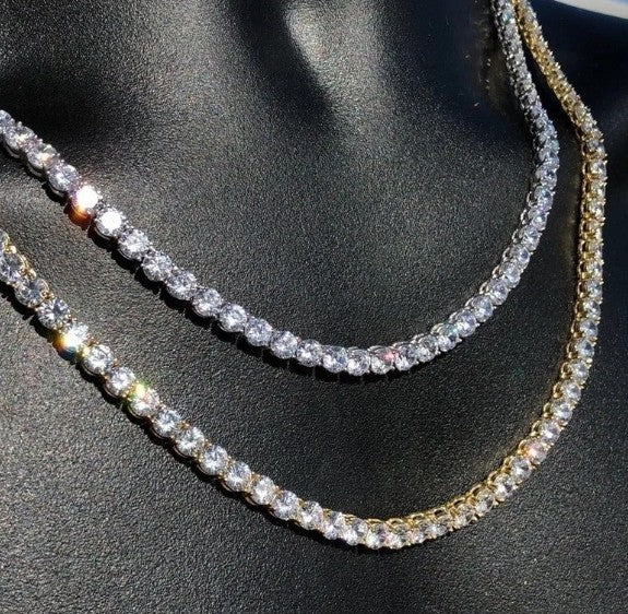 סט שרשרת וצמיד משובצי קריסטלים נוצצים Iced Out Chain and Bracelet Set