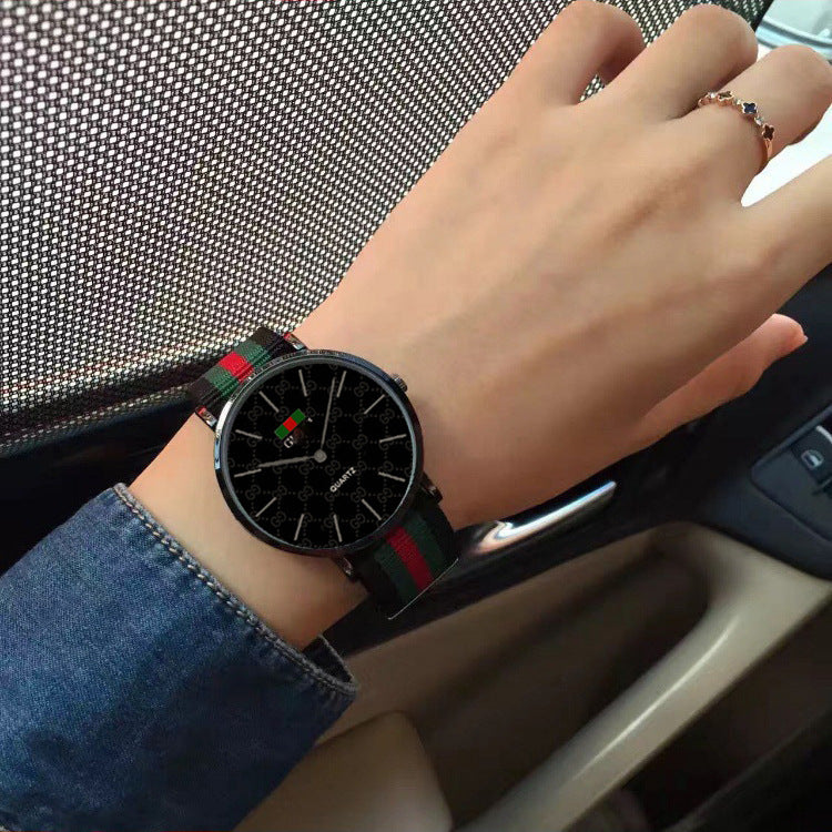שעון זוגי אופנתי עם רצועת קנבס Trendy Canvas Strap Couple Watch