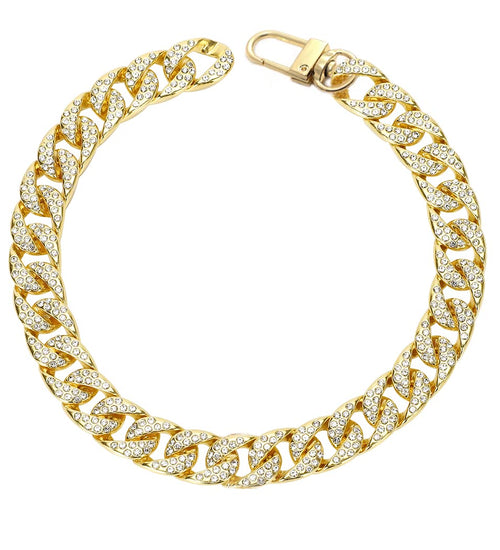 Gold Dog Collar Puppy Zircon 14mm Cuban Link Chain Handmade Iced Out Diamond Exaggerated Full Cz Prong Set Pet Jewelry