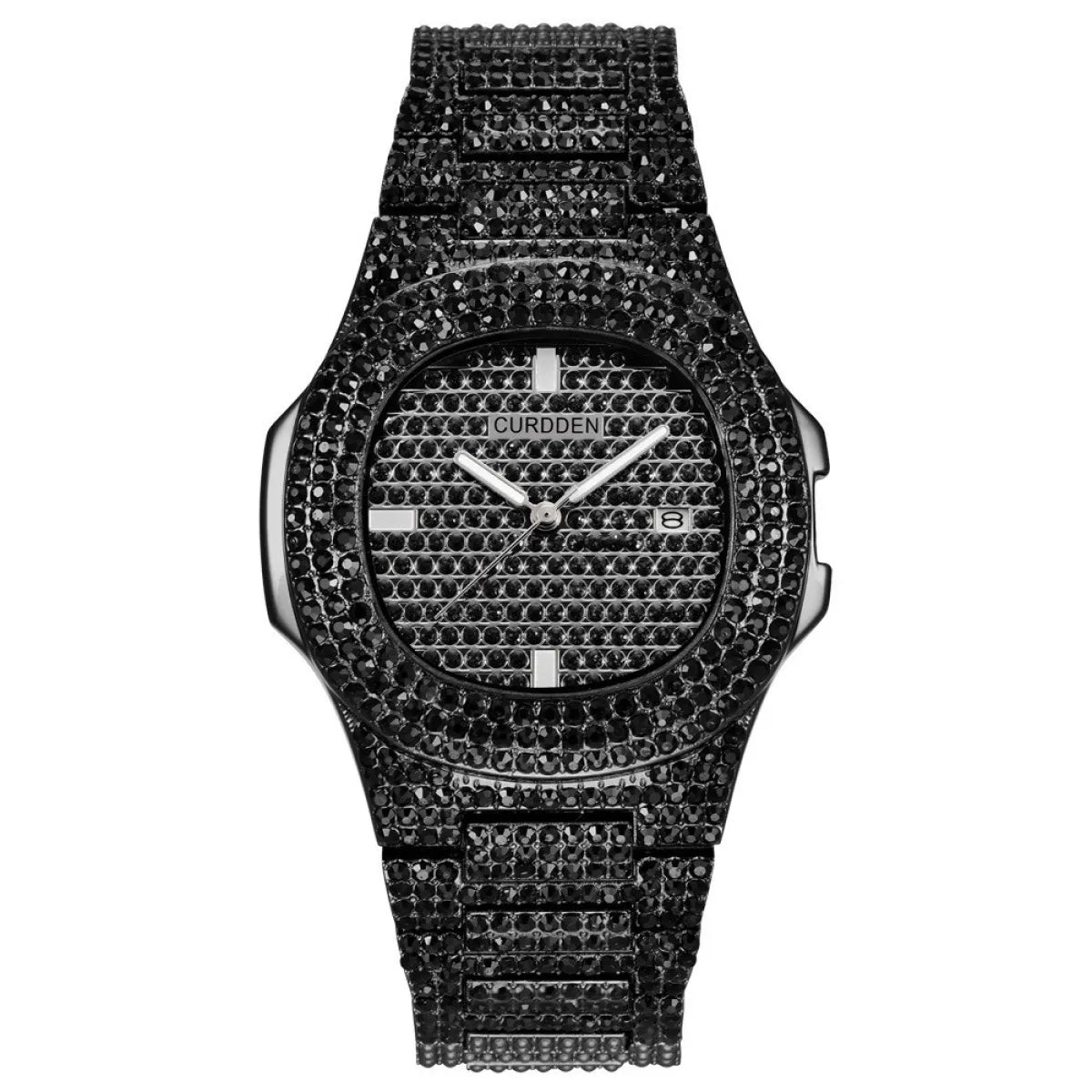 שעון יד משובץ יהלומים נוצצים Diamond Bling Wrist Watch