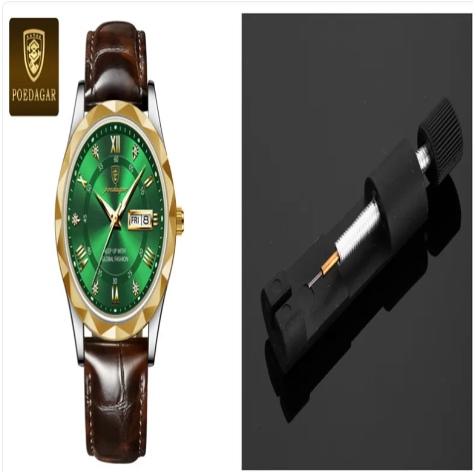שעון קוורץ יוקרתי לגברים עם רצועת עור Men's Luxury Leather Strap Quartz Watch