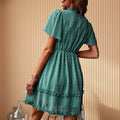 Casual Floral V-neck Chiffon Waist Dress