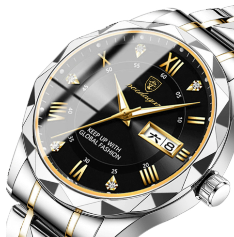 שעון קוורץ יוקרתי לגברים עם רצועת עור Men's Luxury Leather Strap Quartz Watch