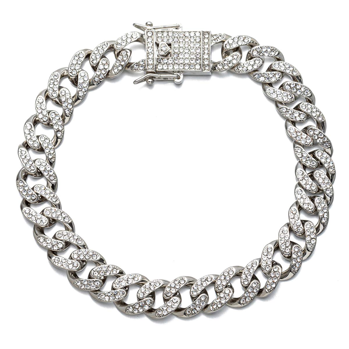 kelistom Cuban Link Anklet Bracelet for Women Men Hip-hop 18K Gold/White Gold Plated Iced Out Rhinestones Filled Chain Ankle Bracelets 9" 10" 11"