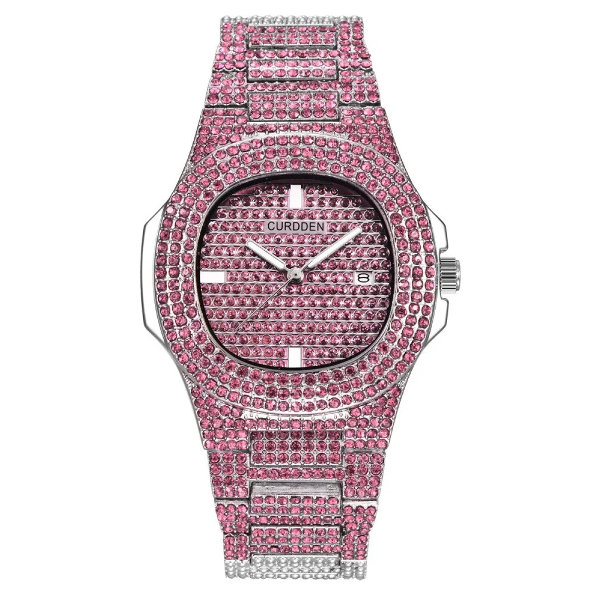 שעון יד משובץ יהלומים נוצצים Diamond Bling Wrist Watch