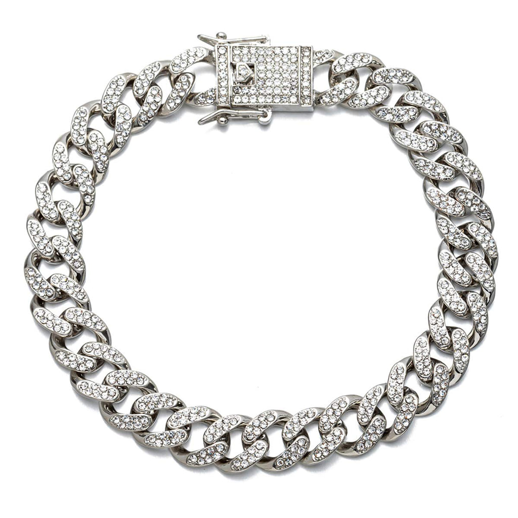 kelistom Cuban Link Anklet Bracelet for Women Men Hip-hop 18K Gold/White Gold Plated Iced Out Rhinestones Filled Chain Ankle Bracelets 9" 10" 11"