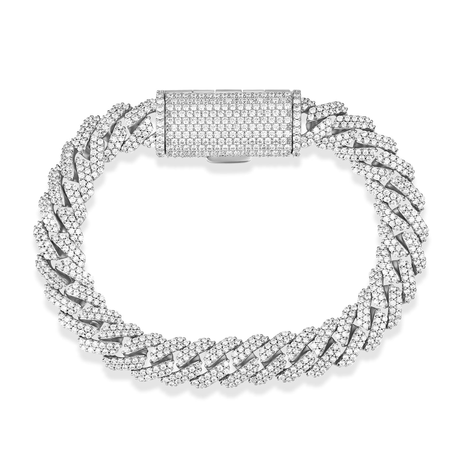 Gemsme 14mm Cuban Bracelet Hip Hop Heavy 18k White Gold Plated 14MM Full Iced Out Miami Cuban Link Chain Bracelet