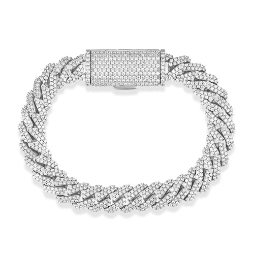 Gemsme 14mm Cuban Bracelet Hip Hop Heavy 18k White Gold Plated 14MM Full Iced Out Miami Cuban Link Chain Bracelet