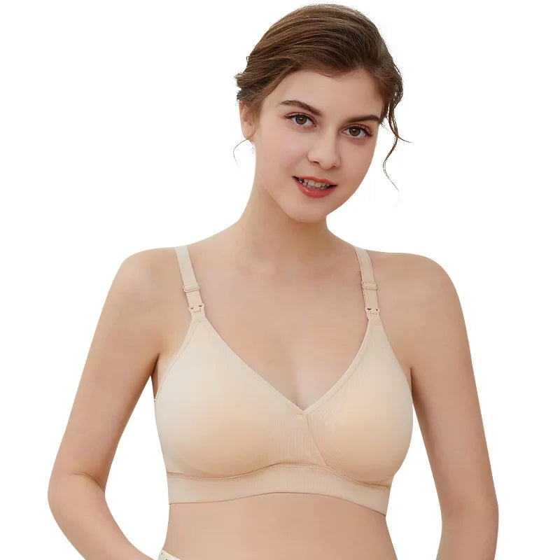 חזיית הנקה והריון BEAUFORME ללא תפרים – צווארון V, גב איקס וללא ברזלים حماله صدر للرضاعة والحمل BEAUFORME بدون خياطة – فتحة رقبة V، ظهر متقاطع وبدون أسلاك