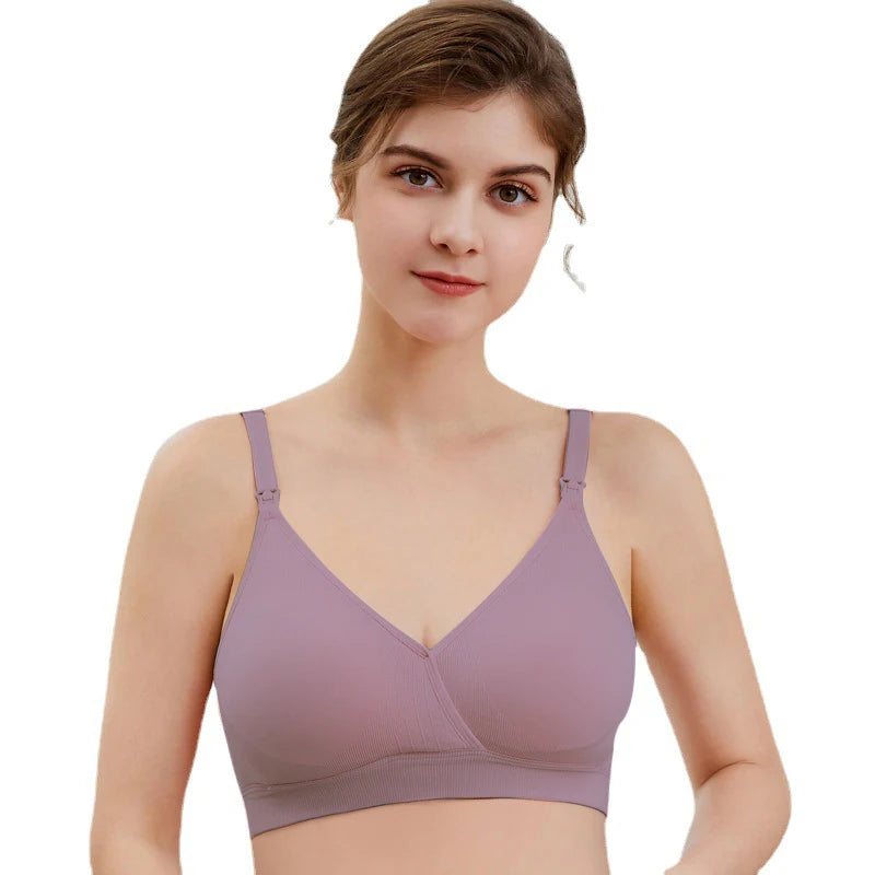 חזיית הנקה והריון BEAUFORME ללא תפרים – צווארון V, גב איקס וללא ברזלים حماله صدر للرضاعة والحمل BEAUFORME بدون خياطة – فتحة رقبة V، ظهر متقاطع وبدون أسلاك