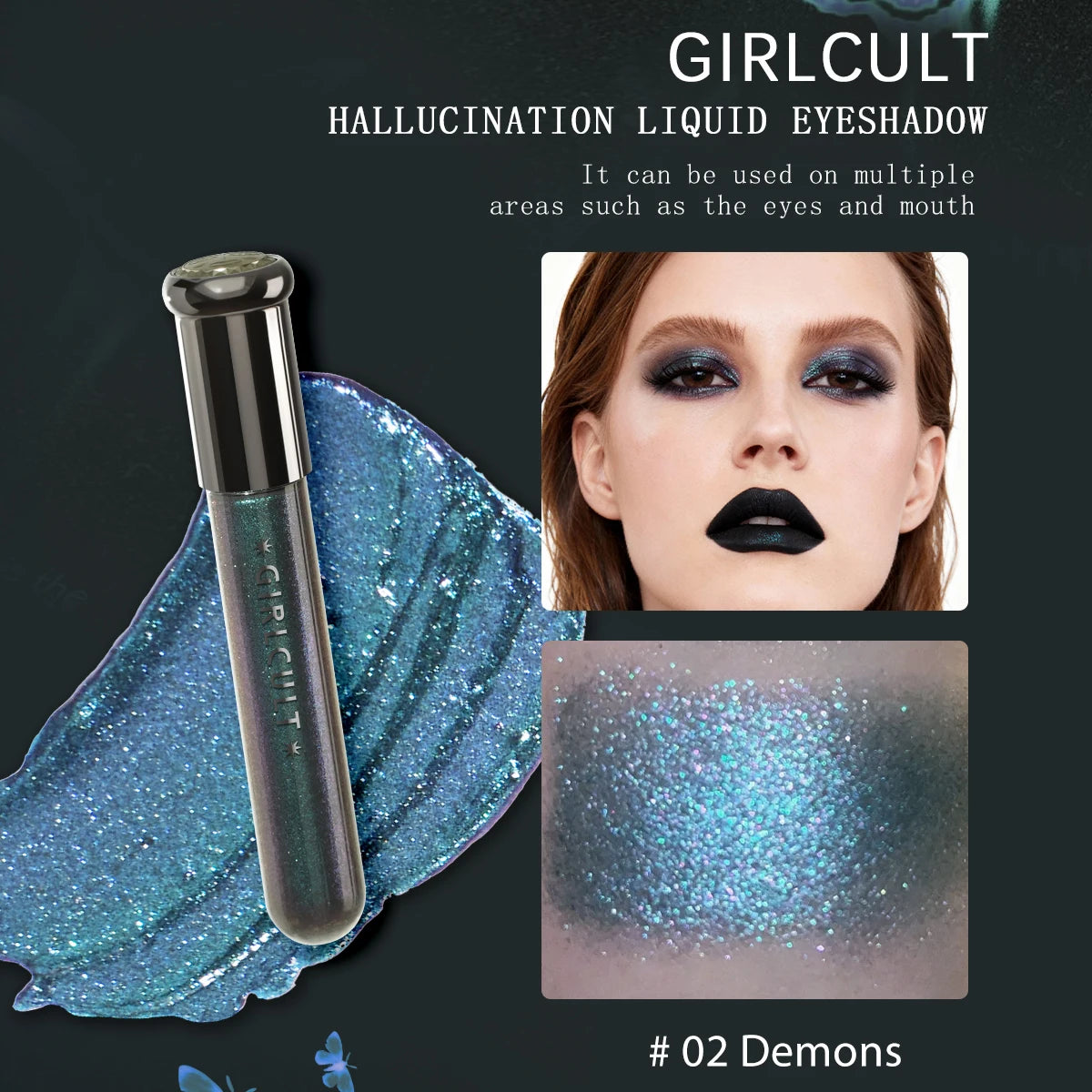 צללית נוזלית מנצנצת Girlcult – עמידה לאורך זמן, בגימור מטאלי וזוהר עם חלקיקי נצנצים עדינים ظلال عيون (آيشادو) سائل ولامع Girlcult – يدوم طويلاً، بلمسة ميتاليك وبراقة مع جزيئات غليتر ناعمة
