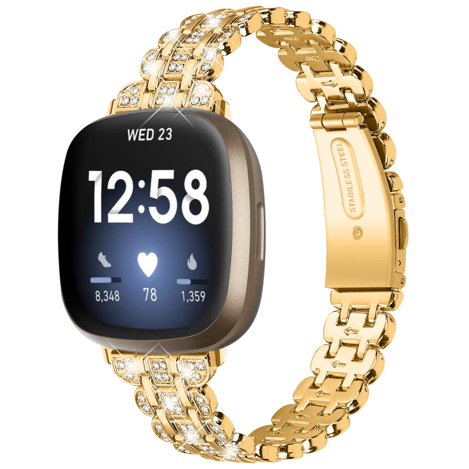 רצועת מתכת חלופית יוקרתית ל-Fitbit Versa Replacement Luxury Metal Watch Band for Fitbit Versa