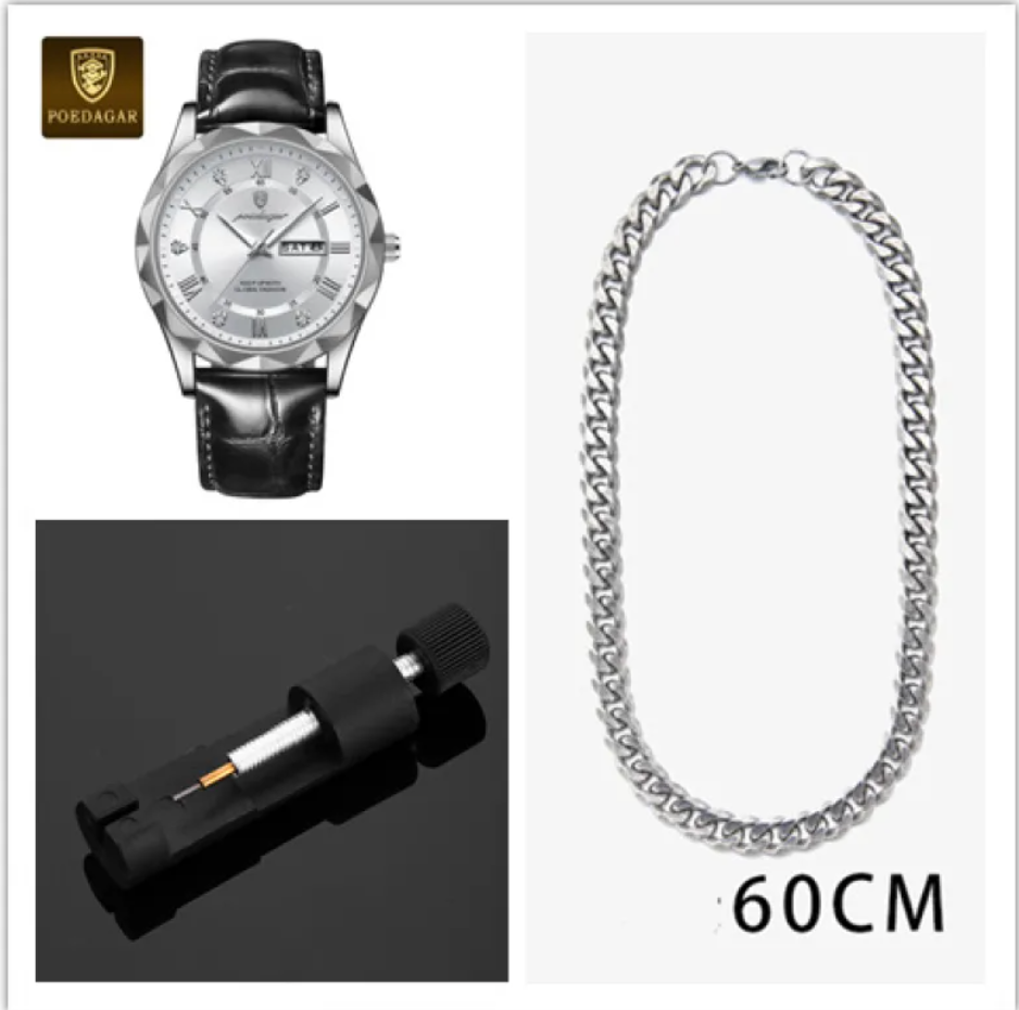 שעון קוורץ יוקרתי לגברים עם רצועת עור Men's Luxury Leather Strap Quartz Watch
