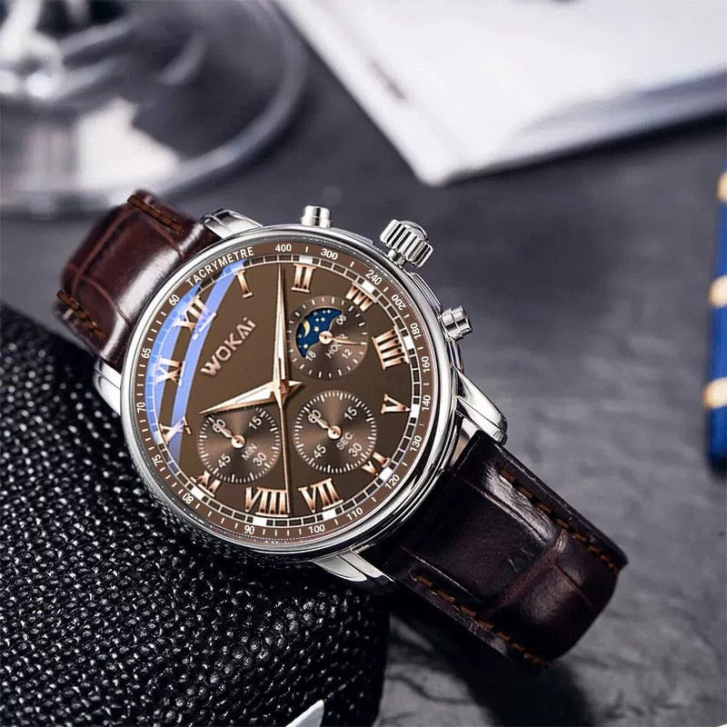 סט שעון קוורץ וחגורה לגברים Men's Quartz Watch and Belt Set