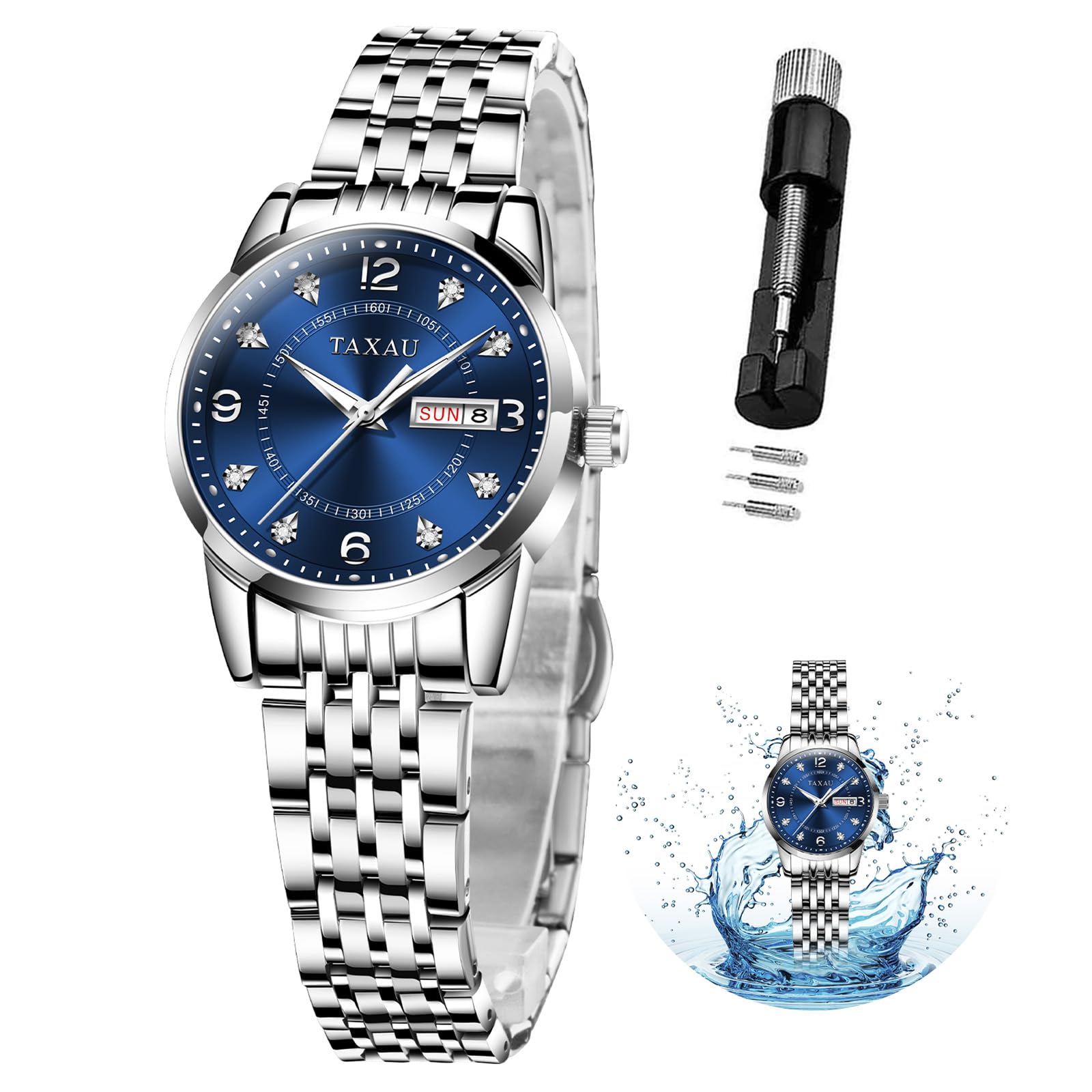 שעון קוורץ קלאסי Taxau לנשים עם לוח כחול Taxau Classic Blue Dial Quartz Watch for Women