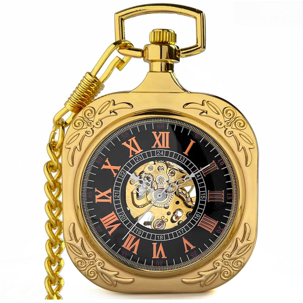 שעון כיס מוזהב עם ספרות רומיות Gold Roman Numeral Pocket Watch